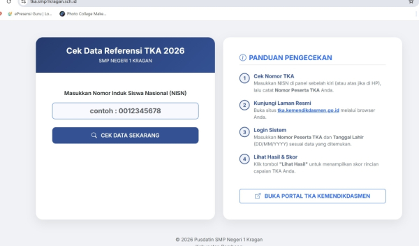 PENGUMUMAN: Prosedur Pengecekan Hasil Tes Kemampuan Akademik (TKA) SMP Tahun 2026