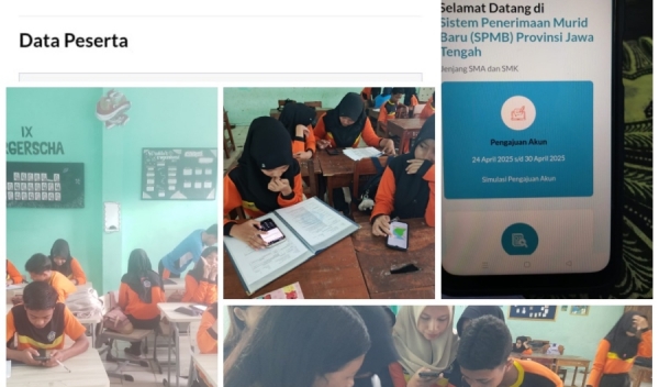 Pelaksanaan Simulasi Pembuatan Akun SPMB  SMA SMK Tahun 2025 di SMP Negeri 1 Kragan